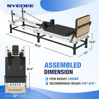 90'' Foldable Pilates Equipment for Home Workouts,Balanced Body Pilates Reformer Machine for Home and Gym, Pilates Exercise Equipment with Jump Board, 220Lbs Resistance 5 Springs
