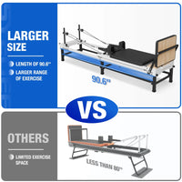 90'' Foldable Pilates Equipment for Home Workouts,Balanced Body Pilates Reformer Machine for Home and Gym, Pilates Exercise Equipment with Jump Board, 220Lbs Resistance 5 Springs